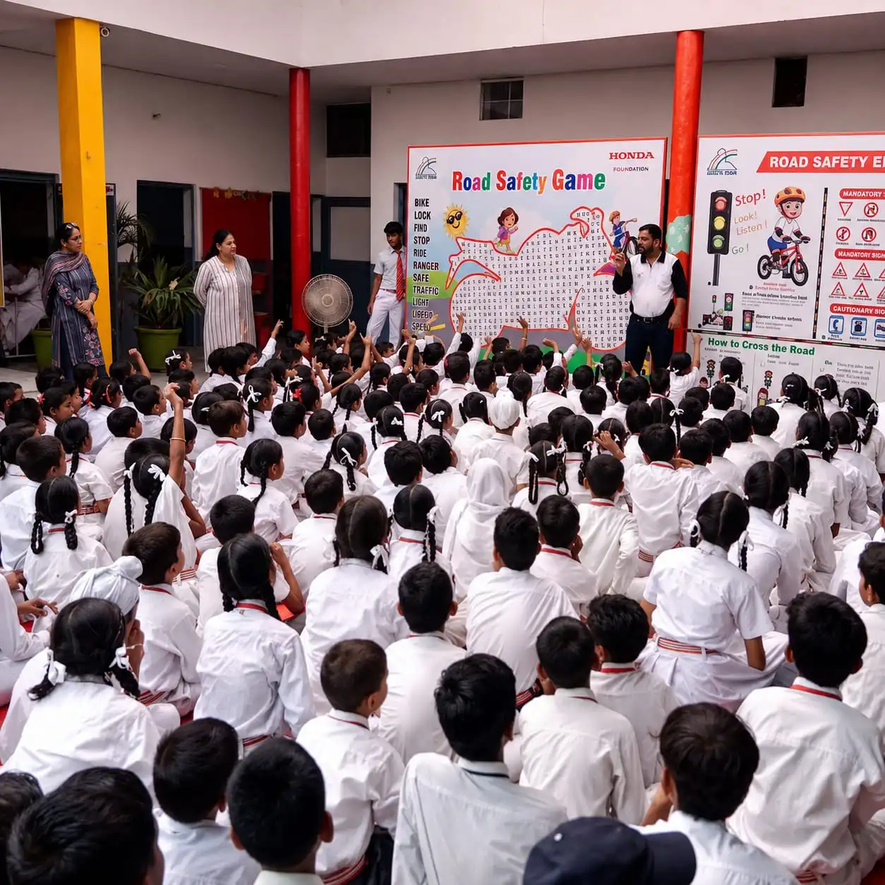 Students during a school event at Uttam Public School